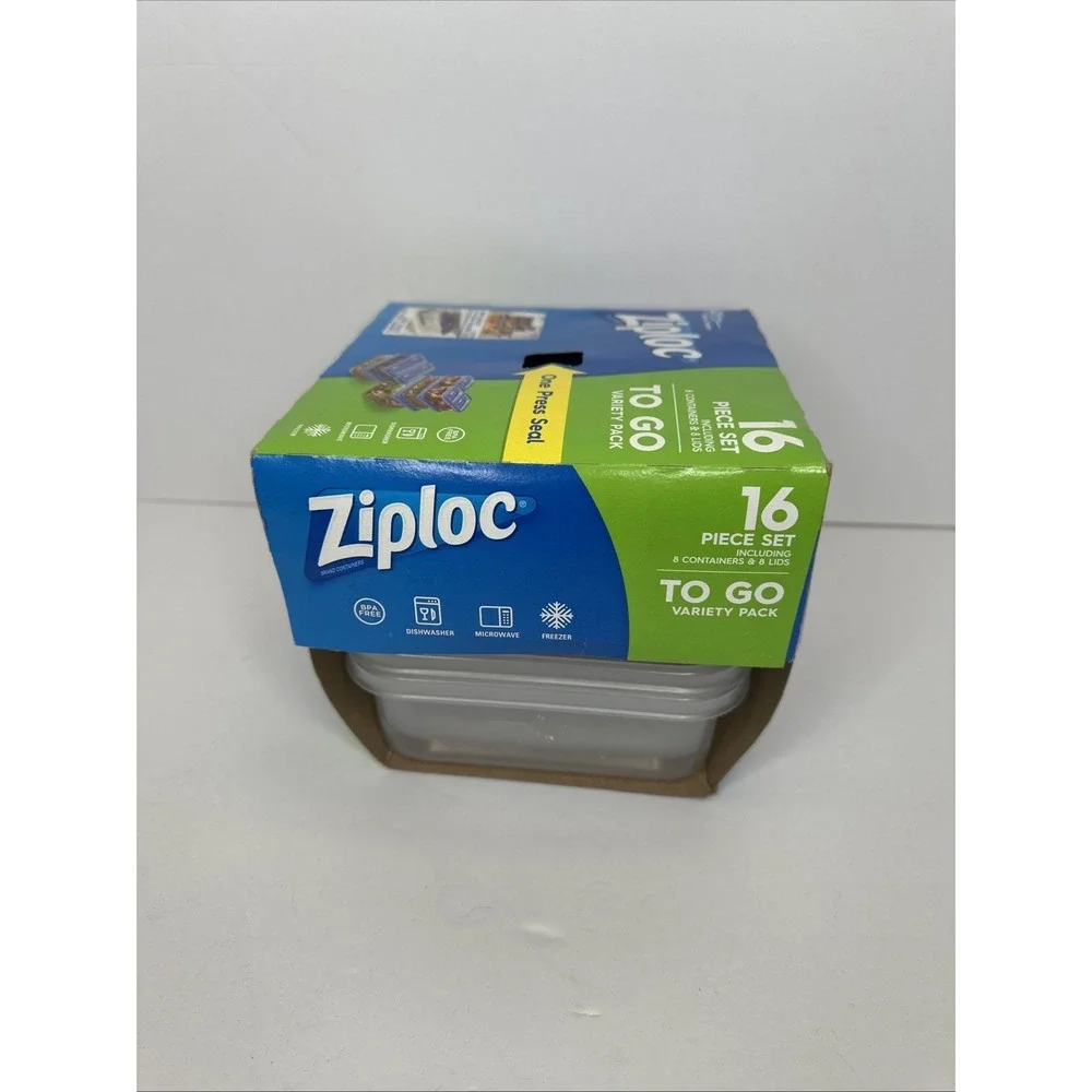 Ziploc To Go Variety Pack 8 Containers & 8 Lids 16 Piece Set Blue NEW